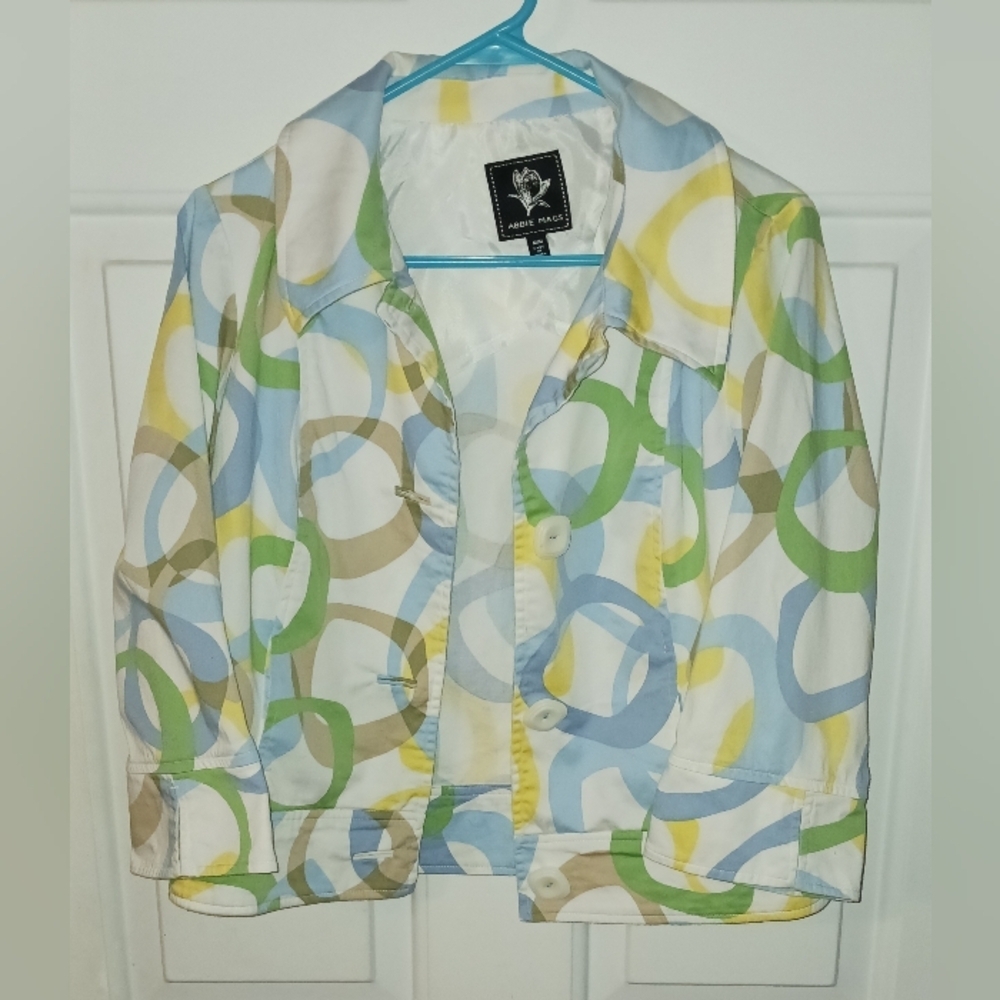 Womens Ring Patterned Abby Mags Cropped Jacket/Sz M